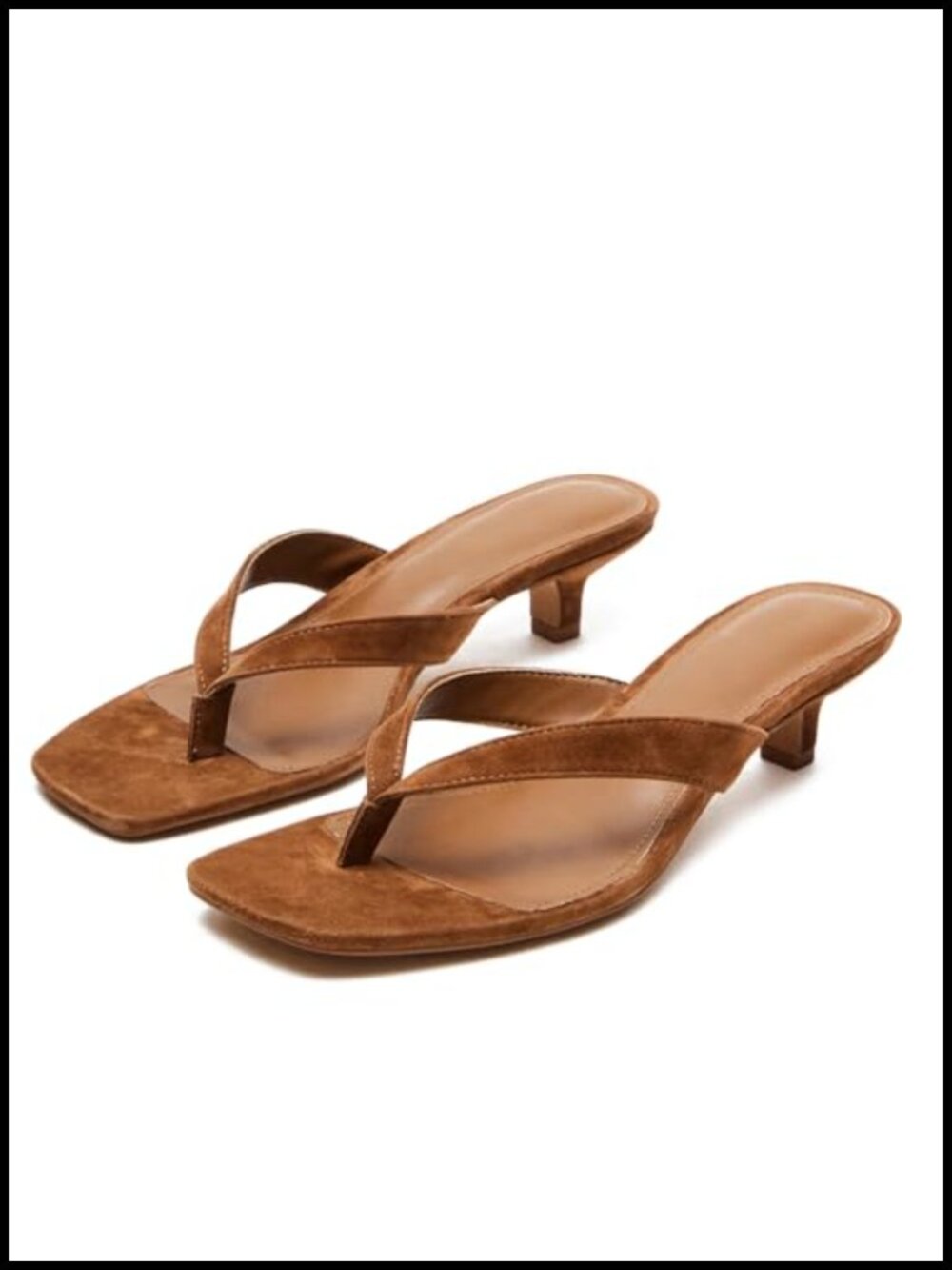 Women's Kitten Heel Sandals Square Open Toe Clear PVC Thong Slides